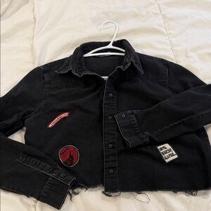 Zara Black Jean Jacket with Patches